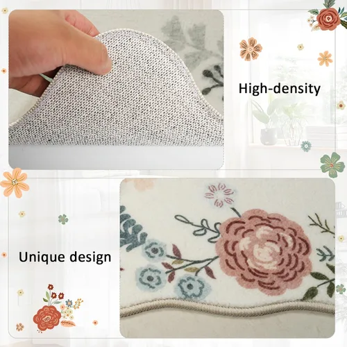 Miniatura 5 de Homcomoda Alfombras florales de cocina para piso, 3 piezas, alfombra de cocina antideslizante de granja, alfombra de cocina lavable, antideslizante