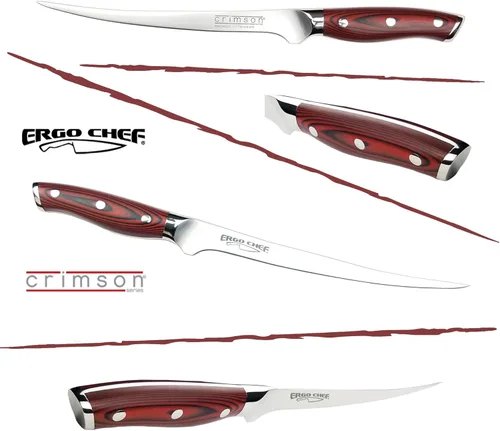 Miniatura 4 de Ergo Chef Crimson Series - Cuchillo de filete flexible curvado de 7.5 pulgadas, hoja de acero inoxidable alemán de alto carbono forjada X50CrMoV15