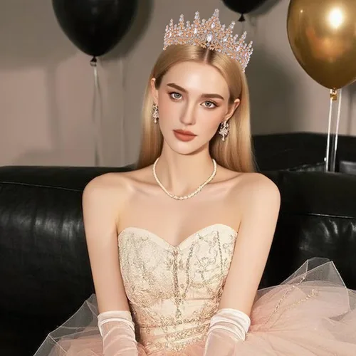 Miniatura 3 de Tiara de princesa de cristal de la reina – Diadema con coronas de diamantes de imitación para cumpleaños, bodas, Halloween, bailes, concursos