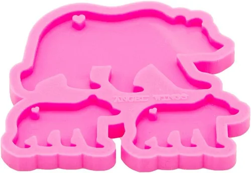 Miniatura 3 de Angel Wings Molde de familia de osos súper brillantes, moldes de silicona para madre y bebé, molde de llavero personalizado para llavero de arcilla