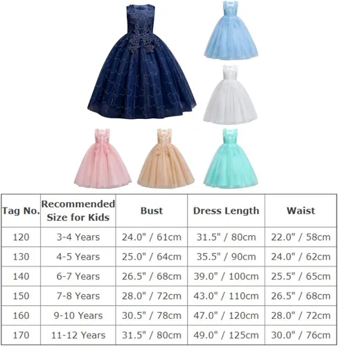 Miniatura 7 de Vestido de fiesta de boda con encaje de tul para niñas, para comunión, formal, cumpleaños, princesa, concurso, baile de graduación