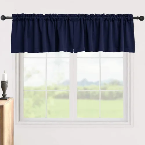 Miniatura 9 de Pickluc Cortinas opacas con cenefa de 18 pulgadas de largo, cortinas cortas con bolsillo para barra para ventana de cocina, baño, sala de estar