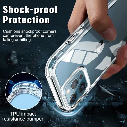 Miniatura 3 de Funda transparente 5 en 1 para iPhone 12 Pro de 6.1 pulgadas, con 2 protectores de pantalla HD + 2 protectores de lente de cámara, película