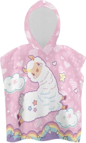 Toalla suave con capucha para baño, piscina, playa, toalla de baño con capucha rosa de alpaca para niño y niña, decoración perfecta para baby shower
