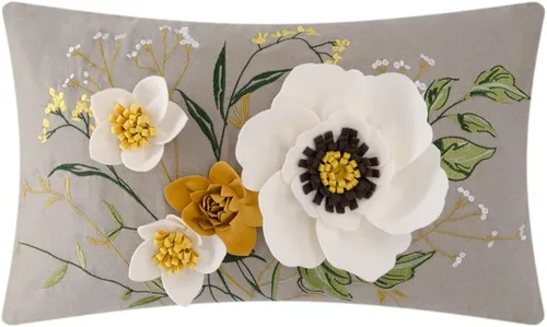 Miniatura 14 de KINGROSE Funda de almohada decorativa con diseño de flores 3D para el hogar, funda de cojín cuadrada para sofá, cama, sofá, sala de estar, 18 x 18