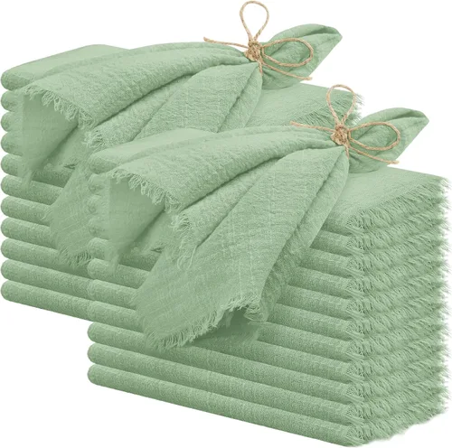 Miniatura 11 de 24 servilletas de tela hechas a mano con flecos beige, 16 x 16 pulgadas, delicadas servilletas de algodón rústico a granel para bodas, cenas, fiestas