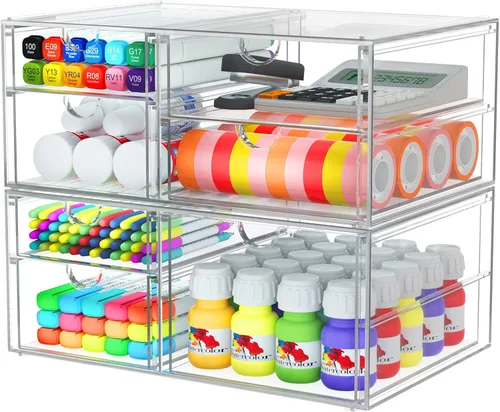 Miniatura 8 de caktraie - Organizador de maquillaje acrílico versátil, organizador de cajones - Almacenamiento de escritorio transparente para cosméticos