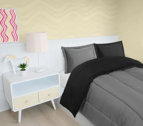 Miniatura 5 de Utopia Bedding - Juego de edredón reversible para todas las estaciones en negro y gris con 2 fundas de almohada, juego de ropa de cama de microfibra