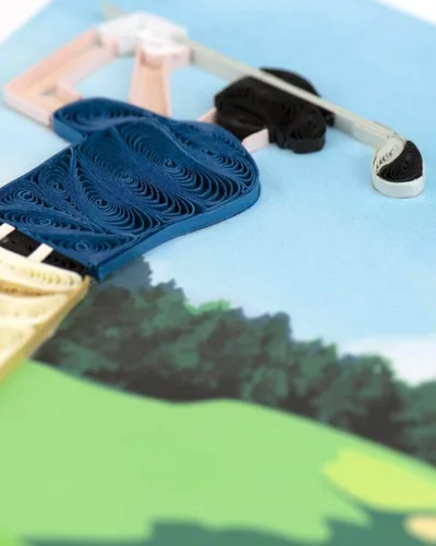 Miniatura 3 de Quilling Card Tarjeta de felicitación de golfista hecha a mano – Tarjeta en blanco de 6 x 6 pulgadas con sobre, verificado de comercio justo