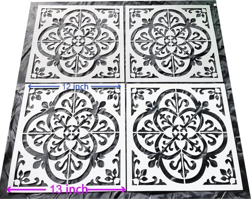 Miniatura 3 de 4 plantillas de azulejos reutilizables de 12 x 12 pulgadas, plantillas de mandala, plantillas grandes para pintar pisos, plantillas de pared