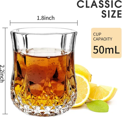 Miniatura 2 de JAIEF 1.7 OZ Vasos de Chupito de Tequila, Vasos de Chupito de Base Pesada, Vasos de Cordial de Cristal (4)