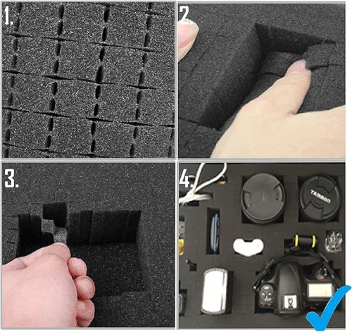 Miniatura 4 de Maletín de plástico pequeño con espuma – Maletín duro de transporte con interior de espuma de plumón, protección acolchada para almacenamiento