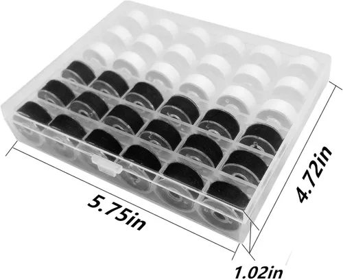 Miniatura 2 de 36 piezas (18 blanco + 18 negro) preenrolladas para hilo de bobina y abrazaderas de bobina, tamaño A clase 15 SA156 compatible con Babylock