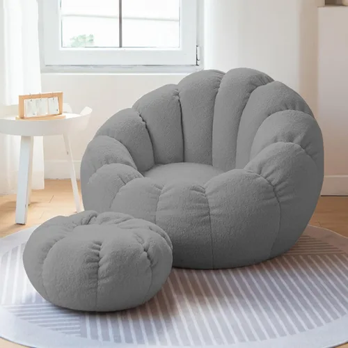 Puf de peluche de animales de peluche, silla puff de espuma viscoelástica ultrasuave, piel de peluche sintética, lavable, funda con cremallera