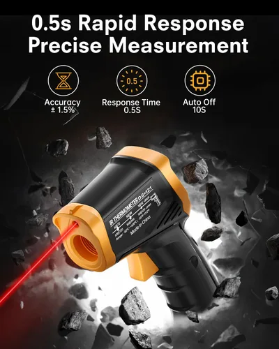Miniatura 4 de Eventek Pistola Termómetro Infrarrojo, Termómetro Láser de -58 °F a 1112 °F, Pistola de Temperatura IR para Cocinar, Accesorios para Horno de Pizza