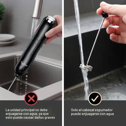 Miniatura 7 de InstaWhisk - Espumador de leche con velocidad variable, varita espumadora de café recargable con batidor doble desmontable, mezclador de bebidas