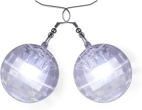 Miniatura 6 de Pendientes de luz LED con bola de discoteca para mujer, Plástico
