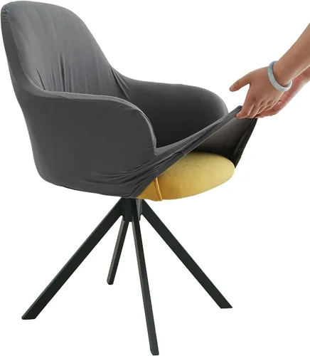Miniatura 17 de Iauddy Funda de Silla Giratoria de Acento para Comedor para Oficina, Funda Elástica para Silla de Escritorio de Oficina de Respaldo Medio Protector