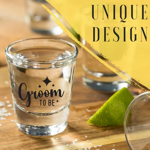 Miniatura 2 de Onebttl Regalo de compromiso para parejas, juego de 2 vasos de chupito único recién comprometido para Mr Mrs, 1.5 onzas (1.5 fl oz) – Novio/novia