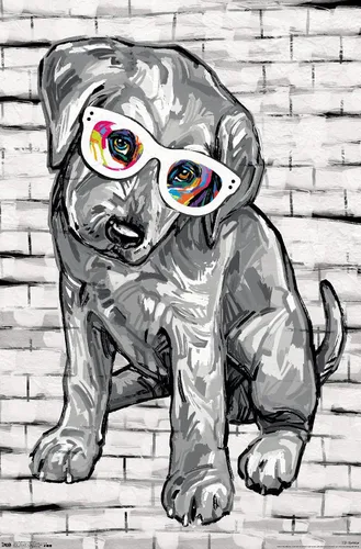 Miniatura 9 de Trends International PD Moreno - Póster de pared con gafas para perro, 14.725 x 22.375 pulgadas, versión enmarcada de madera de granero