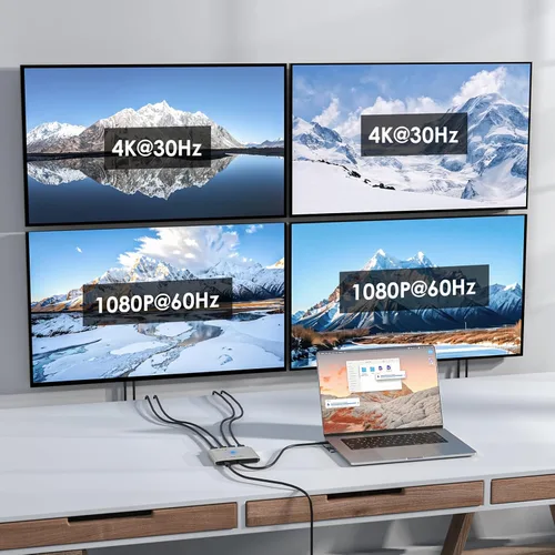 Miniatura 2 de WAVLINK Divisor HDMI de 4 puertos, adaptador USB C a Quad Monitor 4K, universal USB A a HDMI extendido doble triple pantalla para Windows, MacBook