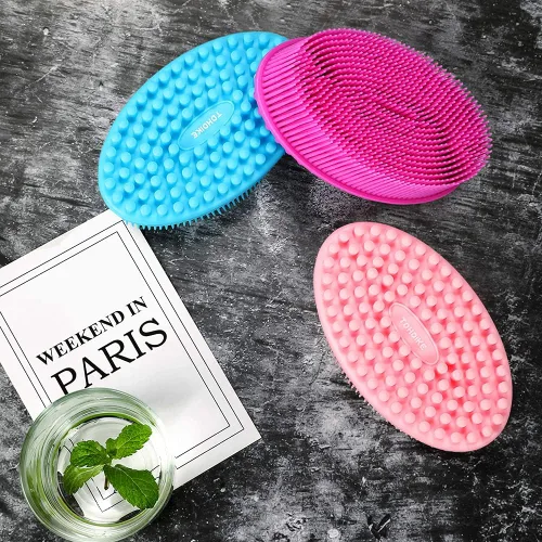 Miniatura 7 de TDHDIKE Esponja de silicona para el cuerpo, juego de 3 esponjas suaves exfoliantes para baño y ducha, cepillo para niños sensibles, mujeres