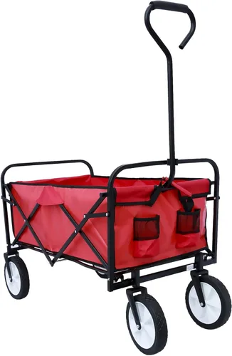 Kaito TC3015 Carro utilitario plegable para exteriores con ruedas de 8 pulgadas y mango acolchado (rojo)