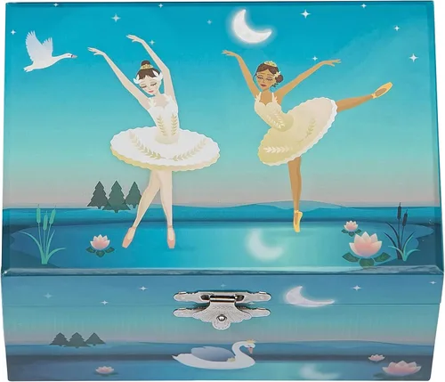 Miniatura 6 de Mele & Co. Since 1912 Marlo Original Twirling Black Hair Ballerina Ballet Dancer Pantuflas Teal Blue Pintado Musical First Jewelry Box para niñas
