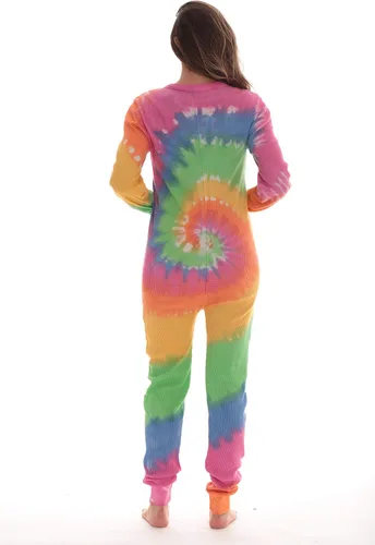 Miniatura 3 de #followme Womens Henley Thermal Onesie Buffalo Plaid and Tie Dye
