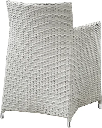 Miniatura 4 de Modway Sillón de comedor de mimbre para patio al aire libre de la rota de Junction con el cojín en marrón Marrón y blanco