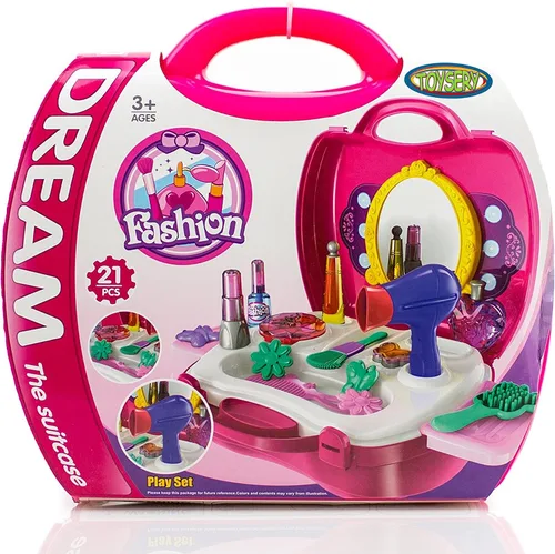 Miniatura 4 de Toysery Kit de maquillaje de 21 piezas para niñas, kit de maquillaje de tocador para niños con estuche de salón de belleza, ligero y portátil, juego