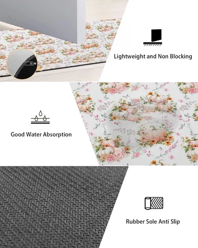 Miniatura 3 de Tapete de baño de Acción de Gracias, antideslizante, de secado rápido y absorbente, tierra de diatomeas, fregadero, dormitorio, cocina, lavable