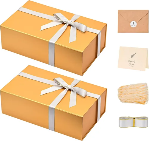 Miniatura 16 de LIFELUM Caja de regalo de 13.5 x 10 x 4 pulgadas, caja de regalo grande con tapas magnéticas, cajas de regalo negras para regalos de graduación