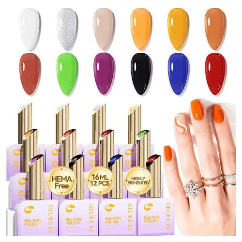 Miniatura 14 de gelike ec Juego de esmaltes de gel de Navidad: esmalte de uñas de gel altamente pigmentado con capa base libre de hema y tarjetas