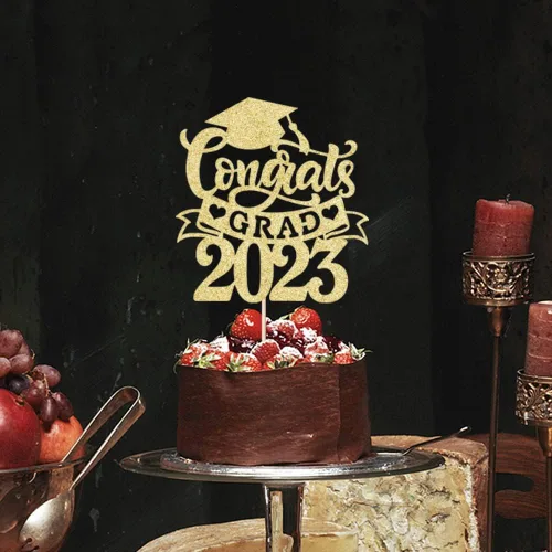 Miniatura 3 de Palasasa Congrats Grad - Decoración para tartas, letrero decorativo de graduación 2023, decoración de fiesta de graduación para escuela secundaria