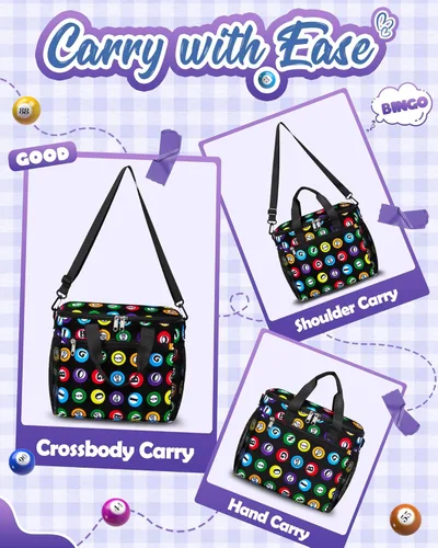 Miniatura 3 de Bolsa de Bingo para Marcadores, Rotuladores, Punteros con Bolsillos para Utensilios de Bingo (Negro/Verde)