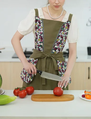 Miniatura 7 de Pinknoke Delantales de cocina para mujer con bolsillos, lindo delantal vintage de chef, delantal pinafore para jardinería, cocina, horneado, pintura