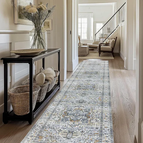 Miniatura 24 de Alfombra lavable para pasillo de 2 x 3: alfombra suave vintage para cocina, baño, lavandería, con respaldo antideslizante, alfombra de piso