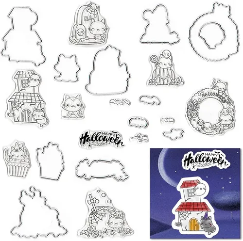 Miniatura 7 de Lindos sellos y troqueles para niñas para hacer tarjetas, palabras de cumpleaños, sello transparente, troqueles de corte de mariposa, troqueles