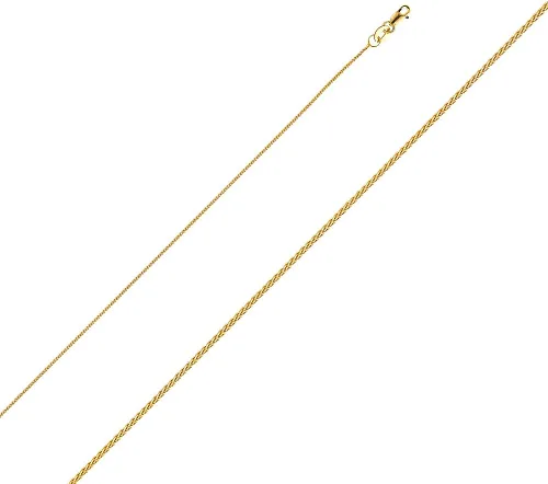 Miniatura 2 de 14K Solid Gold Round Wheat Chains (Select Options)