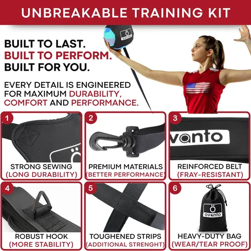 Miniatura 6 de OVANTO Volleyball Training Equipment Aid – Adjustable Practice Volleyball Kit