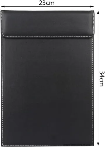 Miniatura 2 de KINGFOM Carpeta de archivos de escritorio de oficina de cuero A4 con clip de papel para dibujo y escritura, carpeta de archivos de tableta con clip