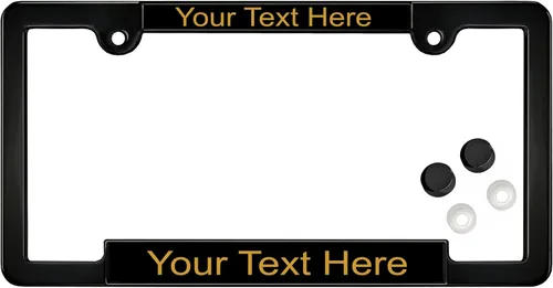 Elegance - Marco para placa de automóvil y automóvil con tapa delgada y 2 agujeros, grabado con láser, tamaño estándar (6 x 12 pulgadas) con diseño