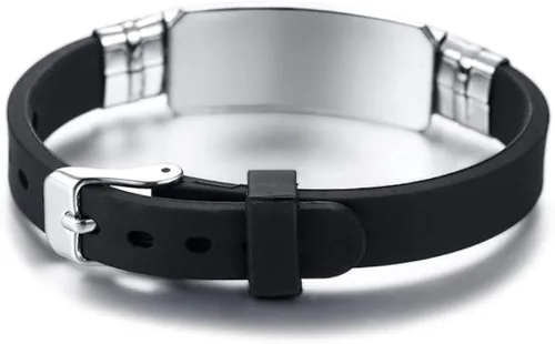 Miniatura 4 de Free Engraving Unisex Silicone and Stainless Steel Medical Alert ID Bracelets, Adjustable