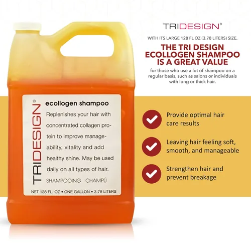 Miniatura 2 de TRIDESIGN Ecollogen Shampoo - Champú reabastecedor para el cabello para hombres y mujeres, productos para el cuidado del cabello con concentrado