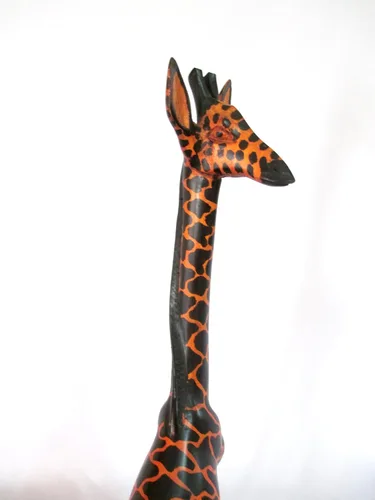 Miniatura 4 de African Art Estatua de escultura de jirafa de madera tallada a mano de 18 pulgadas, fabricada en Kenia