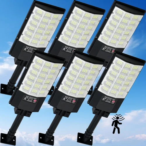 Miniatura 9 de Luces solares de calle para exteriores, luces solares impermeables con sensor de movimiento y control remoto, luz de inundación de 6500K