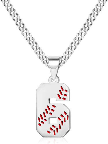 Miniatura 85 de Btysun Collares de béisbol de béisbol número 0-99 dijes de acero inoxidable para hombres, regalos de béisbol, papá, marido, regalo de Navidad