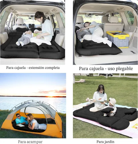 Miniatura 2 de SAYGOGO Colchón de aire para SUV, cojín de cama de campamento, almohada inflable engrosada para cama de aire con bomba de aire eléctrica, Negro