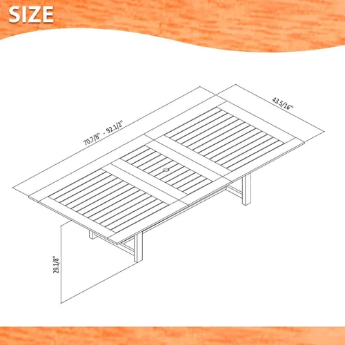 Miniatura 7 de Amazonia - Juego de comedor de patio de 7 piezas, acabado en teca oscura y ideal para exteriores
